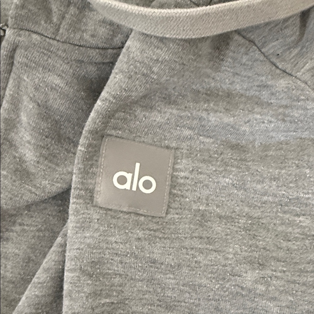 ALO Yoga Light Gray Zip-Up Hoodie Sweater - Picture 4 of 4